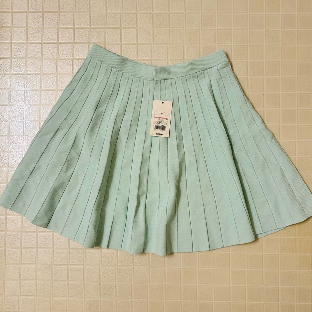 Women's Pleated Mini Sweater Skirt - A New Day Mint Size M - Picture 3 of 6